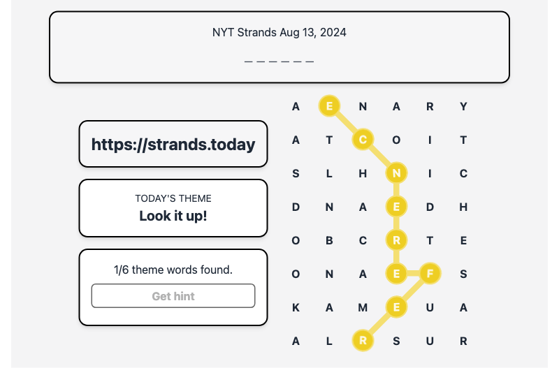 Strands Spangram for Aug 13