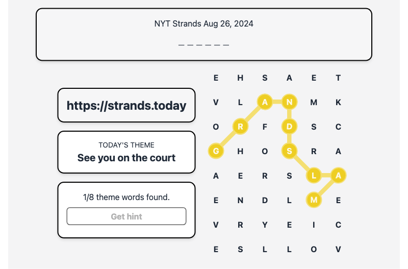 Strands Spangram for Aug 26