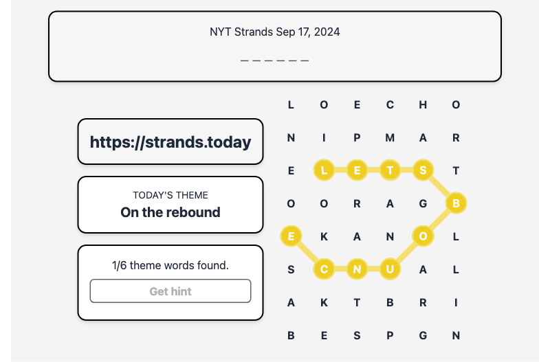 Hint for Today's Strands Spangram, On the rebound, Sep 17