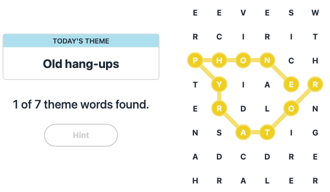 Hint for Today's Strands Spangram, Old hang-ups, Dec 1