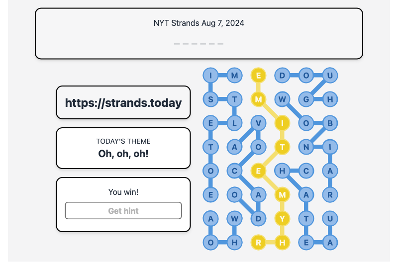 Strands Hint for Aug 7