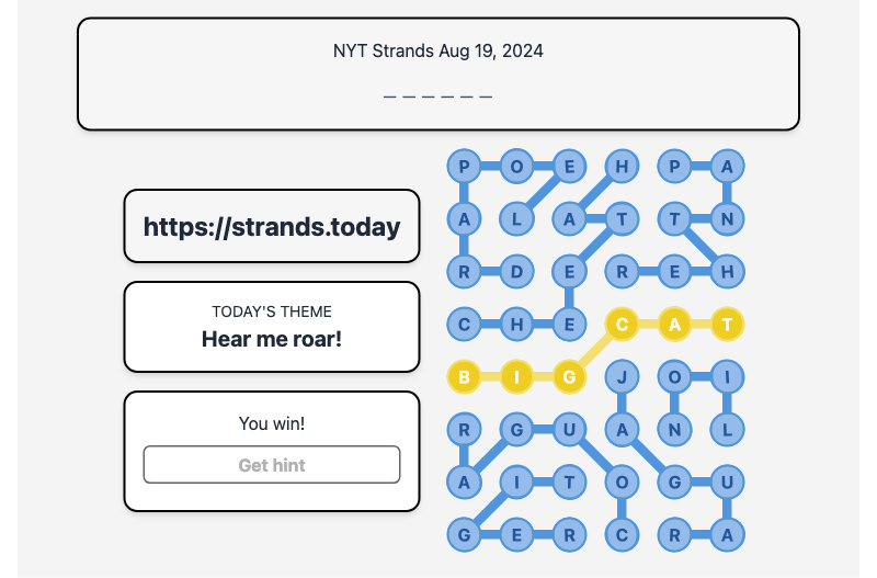 Strands Hint for Aug 19