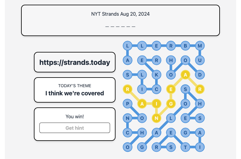 Strands Hint for Aug 20