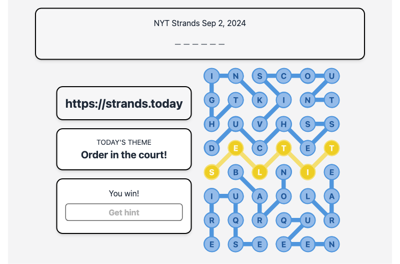 Strands Hint for Sep 2