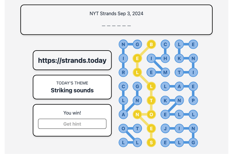 Strands Hint for Sep 3