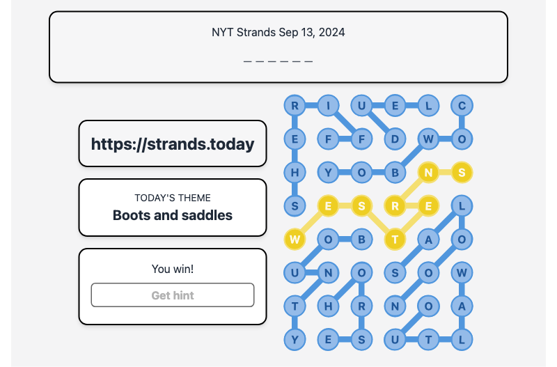 Strands Hint for Sep 13