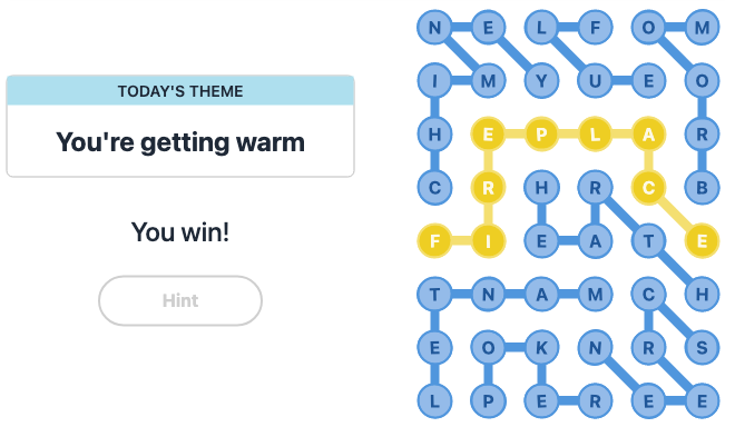 Today's NYT Strands Hint and Answer, You're getting warm, Nov 21