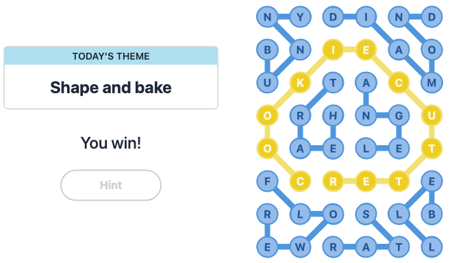 Today's NYT Strands Hint and Answer, Shape and bake, Dec 12